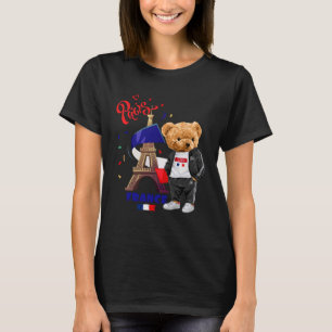 Cooler Pariser Teddybär im Pari Eiffelturm Außenbe T-Shirt