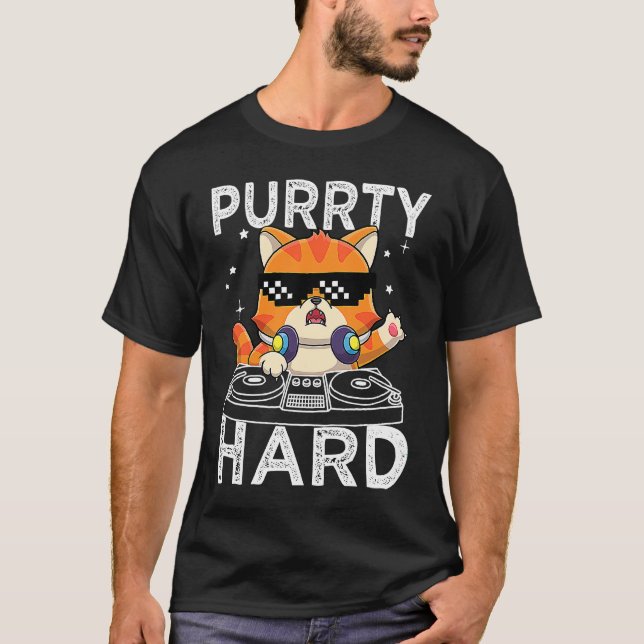 Cooler Party-DJ-Kater T-Shirt (Vorderseite)