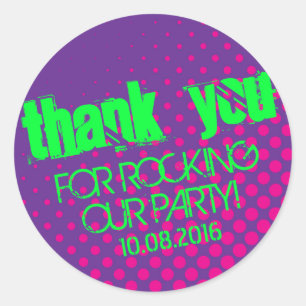 Cooler Party-Felsen-Halbtonaufkleber lila und rosa Runder Aufkleber