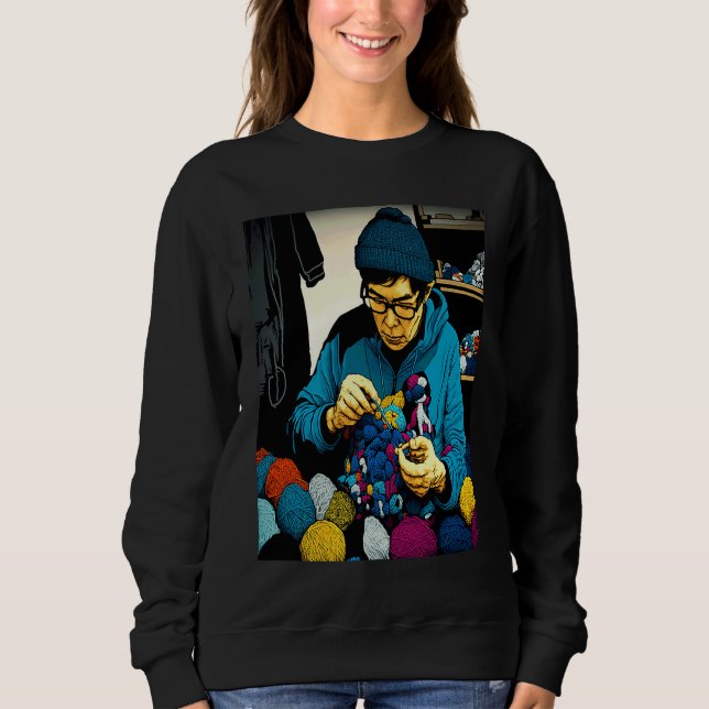 Cooler Patchwork-Vater Pop Crocheter-Vater  2 Sweatshirt (Vorderseite)