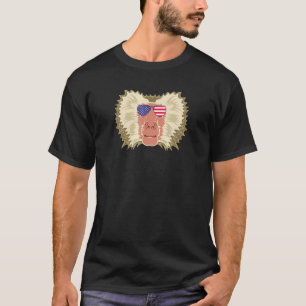 Cooler Pavian mit USA-Flagge-Sonnenbrille USA Amer T-Shirt