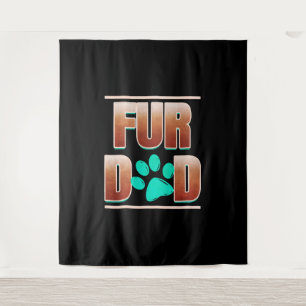 Cooler Pelzfisch Vater mit Katzenfräse am Freitag Wandteppich