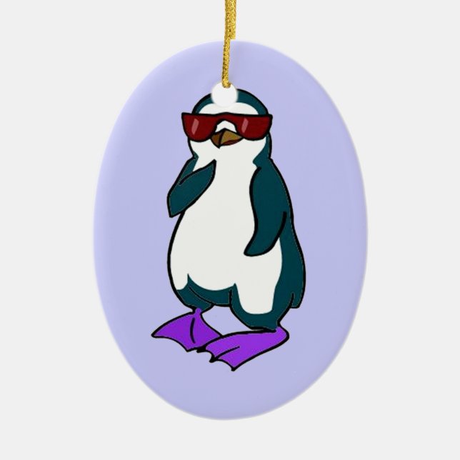 Cooler Penguin Keramik Ornament (Vorne)