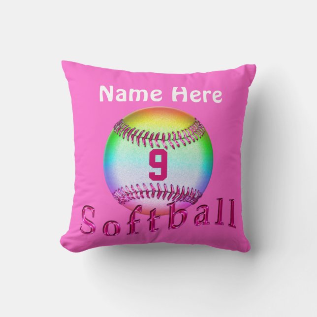 Cooler personalisierter Softball Pillows NAMEN und Kissen (Vorderseite)