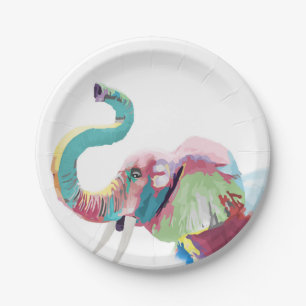 Cooler phantastischer, bunter, lebendiger Elefant Pappteller
