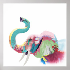 Cooler phantastischer, bunter, lebendiger Elefant Poster