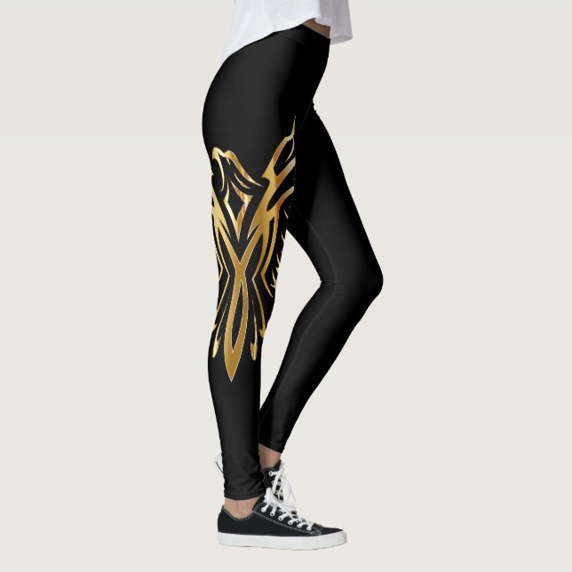 Cooler Phoenix-Vogel aus dem Goldtribal auf Black  Leggings (Rechts)