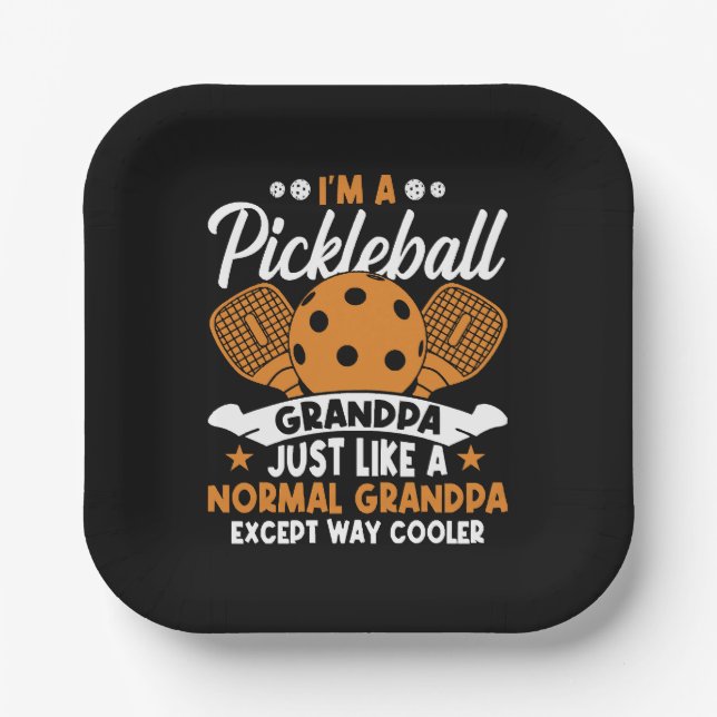 Cooler Pickleball-Großpapper Pappteller (Vorderseite)