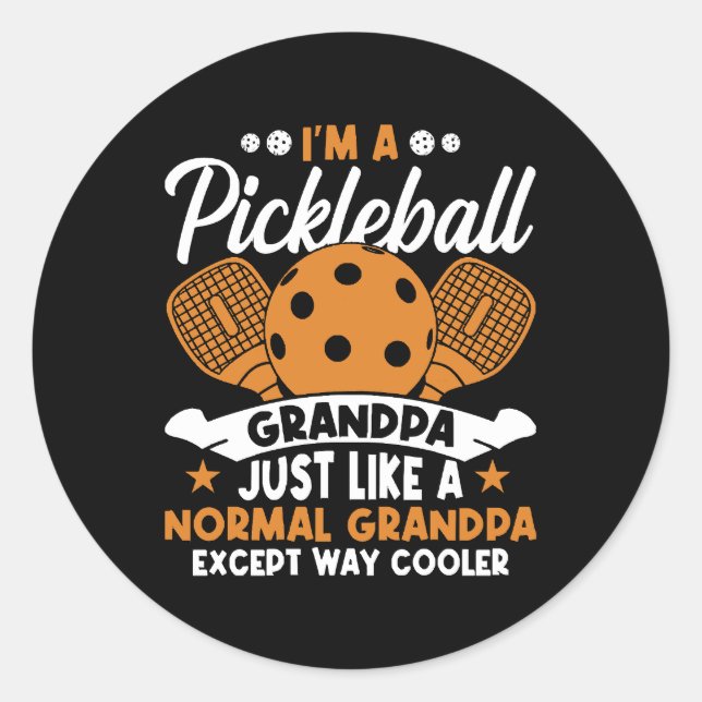 Cooler Pickleball-Großpapper Runder Aufkleber (Vorderseite)