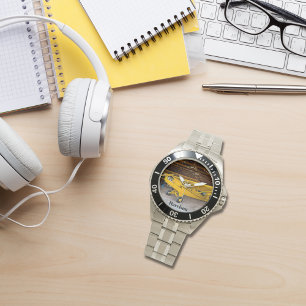 Cooler Pilot-Flugzeug-Foto-Geburtstag personalisie Armbanduhr