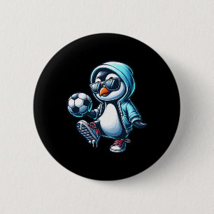 Cooler Pinguin Fußballspieler Mit Sungles Button