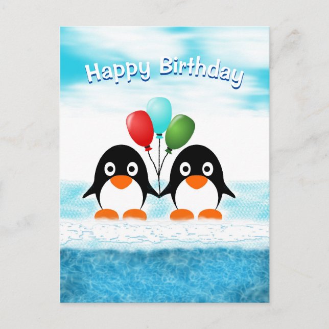 Cooler Pinguin Geburtstagskarte Postkarte (Vorderseite)