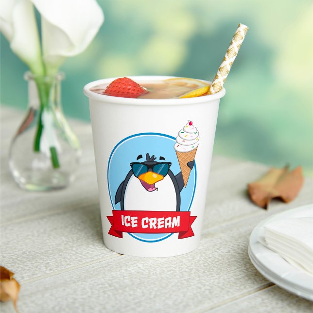 Cooler Pinguin mit Eiscreme Pappbecher (Von Creator hochgeladen)