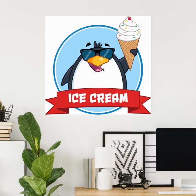 Cooler Pinguin mit Eiscreme Poster (Von Creator hochgeladen)