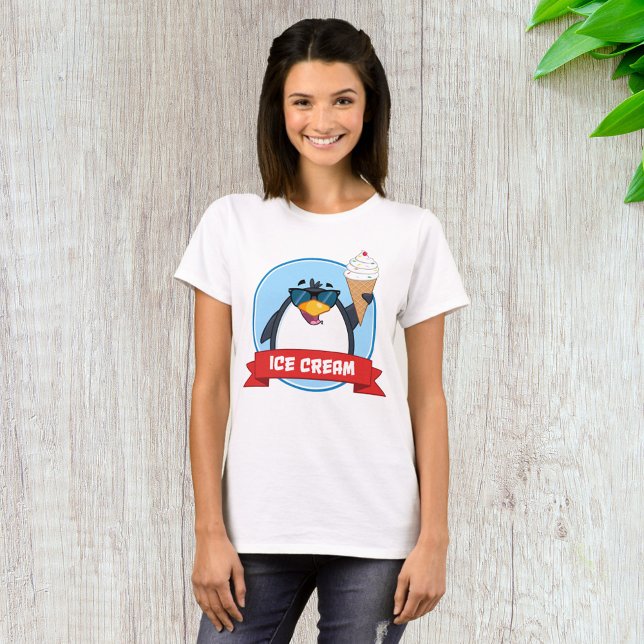 Cooler Pinguin mit Eiscreme T-Shirt (Von Creator hochgeladen)