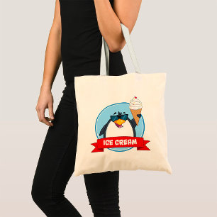Cooler Pinguin mit Eiscreme Tragetasche