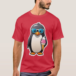 Cooler Pinguin mit Eiscremekegel und Sonnenbrille T-Shirt