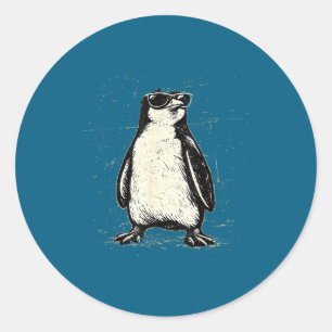 Cooler Pinguin mit Sonnenbrille Vintage-Tier Runder Aufkleber