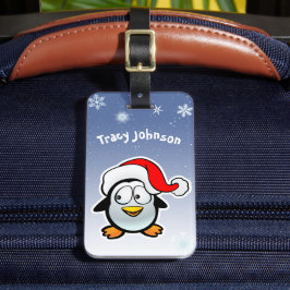 Cooler Pinguin mit Weihnachtsmannmütze Gepäckanhänger
