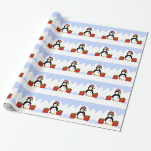 Cooler Pinguin mit Weihnachtspaketen Geschenkpapier