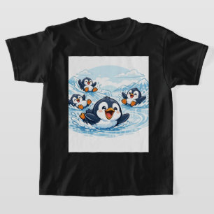 Cooler Pinguin-Rutschbahn – Lustige Cartoon-Winter T-Shirt