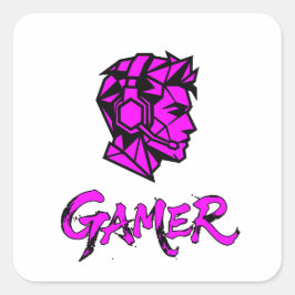 Cooler Pinkfarbener Geometrischer Gamer Quadratischer Aufkleber