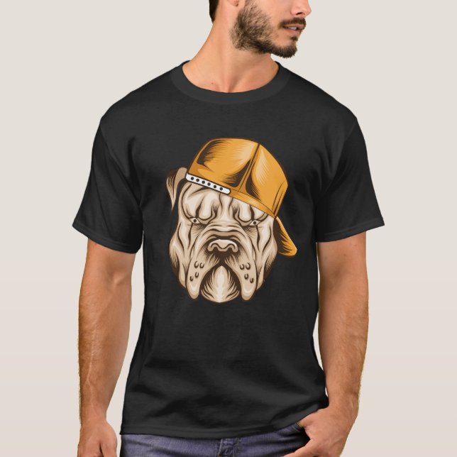 Cooler Pitbull in einer Kappe T-Shirt (Vorderseite)