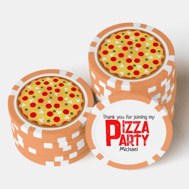 Cooler Pizza-Party Kindergeburtstag Pokerchips (Stapel)