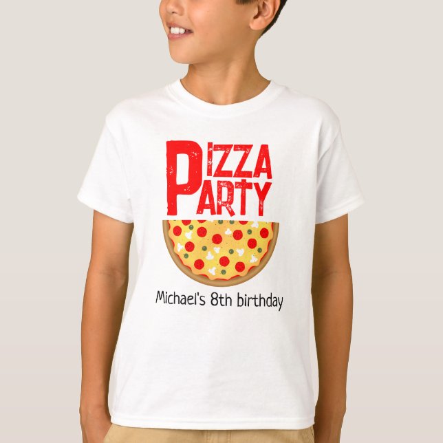 Cooler Pizza-Party Kindergeburtstag T-Shirt (Vorderseite)
