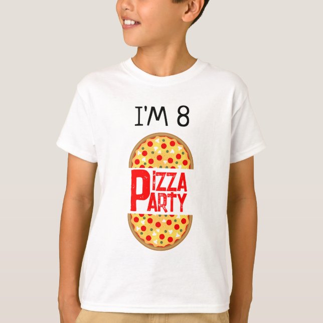 Cooler Pizza-Party Kindergeburtstag T-Shirt (Vorderseite)