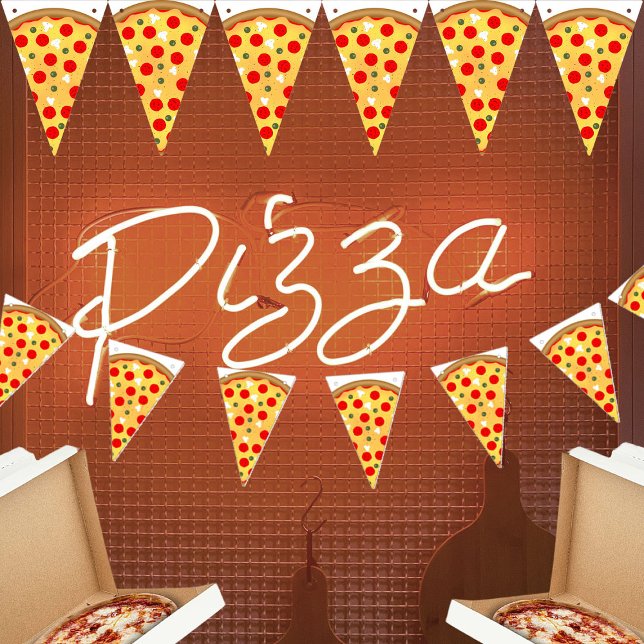 Cooler Pizza-Party Kindergeburtstag Wimpelkette (Von Creator hochgeladen)