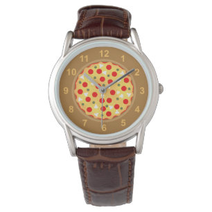 Cooler Pizza Pepperoni Pilz mit Zahlen Armbanduhr