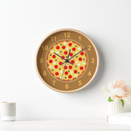 Cooler Pizza Pepperoni Pilz mit Zahlen Uhr