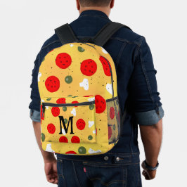 Cooler Pizza Pepperoni Pilz Monogram Bedruckter Rucksack