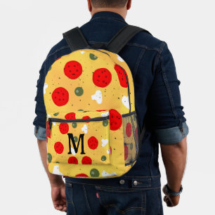 Cooler Pizza Pepperoni Pilz Monogram Bedruckter Rucksack