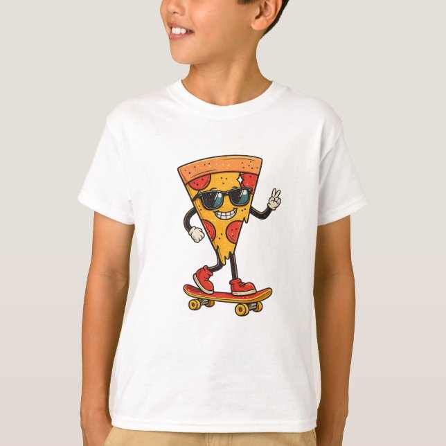 Cooler Pizza Skater T-Shirt (Vorderseite)