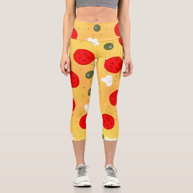 Cooler Pizzapepperoni-Pilz Capri Leggings (Vorderseite)