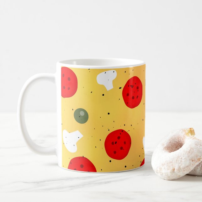 Cooler Pizzapepperoni-Pilz Kaffeetasse (Mit Donut)