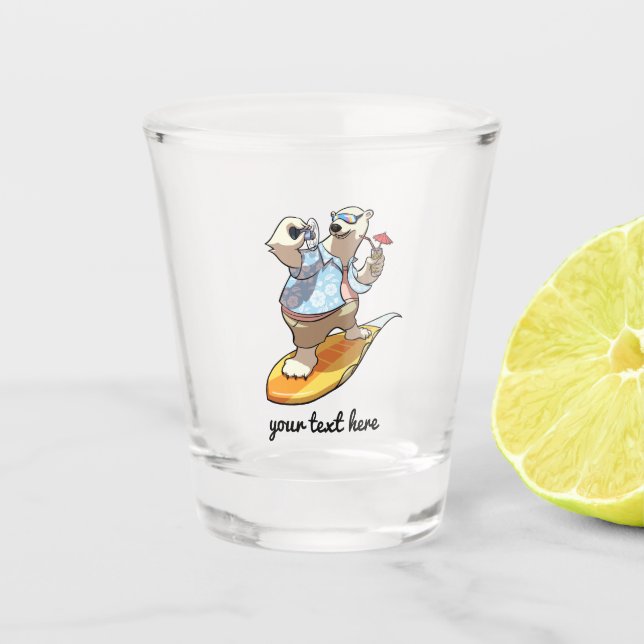 Cooler Polar-Bär mit Cocktail-Cartoon Schnapsglas (Vorderseite)
