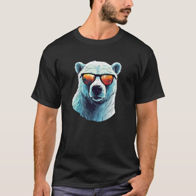 Cooler Polarbär mit Sonnenbrille T-Shirt (Vorderseite)