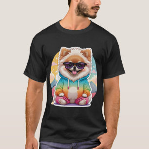 Cooler Pomeranian in Regenbogenkapuzenpullover T-Shirt