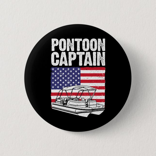 Cooler Pontonboot-Kapitän-Kunst für Männer Frauen  Button (Vorderseite)