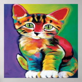 Cooler Pop Art Cat Zuhause Bürodekor Poster