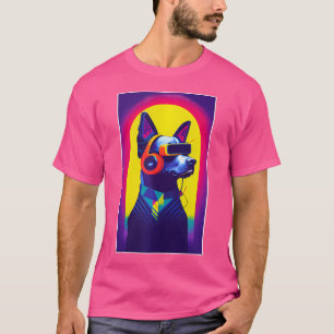 Cooler Pop Art Cyber Punk Doberman Tragen Headphon T-Shirt