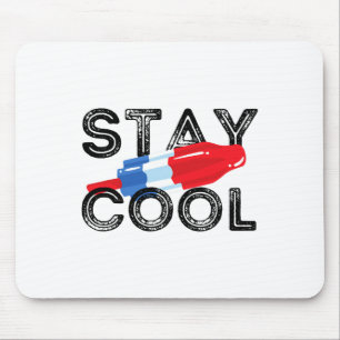 Cooler Pop Rocket Bleibe Rot Weiß und Blau Popsike Mousepad