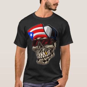 Cooler Puerto-Rico-Schädel mit Cap und Boricua-Fla T-Shirt