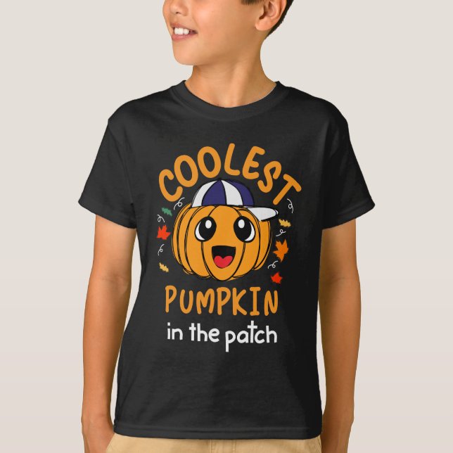 Cooler Pumpkin im Patch Fun Erntedank Boy T-Shirt (Vorderseite)