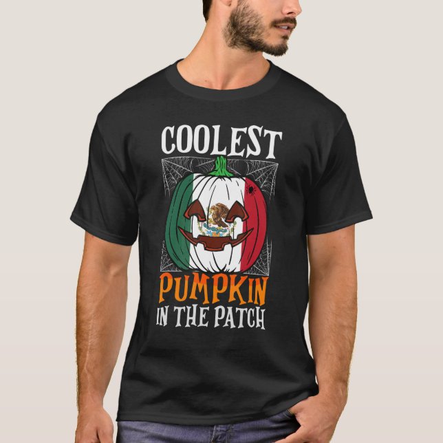 Cooler Pumpkin in Patch Mexican Flag Jack Ou2 T-Shirt (Vorderseite)