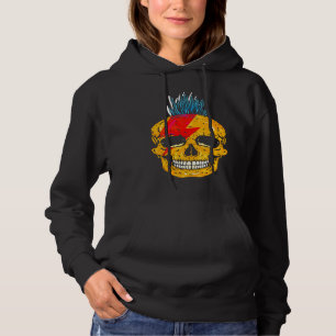 Cooler Punk Rock Bunter Totenkopf Mit Mohawk Skele Hoodie