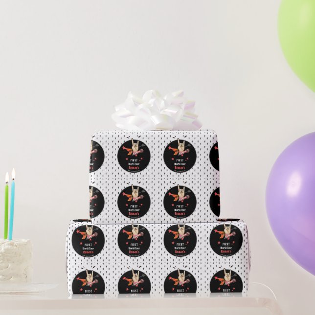 Cooler Punk-Rockstar-Erster-Geburtstag Geschenkpapier (Partygeschenke)
